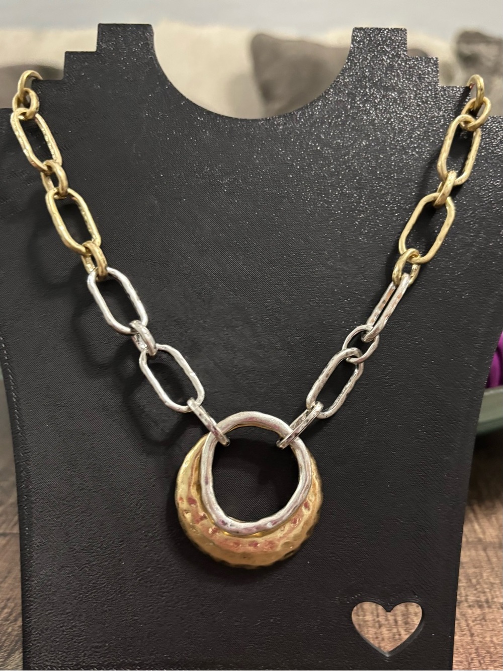 Patricia Nash Two-Tone Hammered Pendant Necklace - Picture 5 of 7